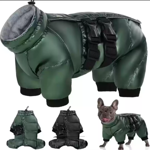 Combinaison d'hiver matelassée pour chien, quatre pattes, rembourrée, avec harnais à fermeture éclair dorsale, pour bouledogues français et pugs, vente en gros - Product Image 1