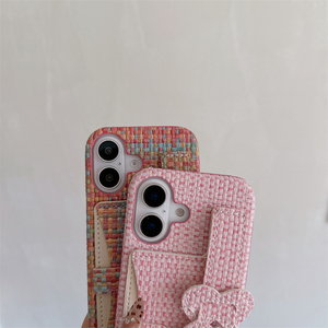 Patrón tejido Corazón Muñequera Titular Tarjeta Bolsa Funda de teléfono para Iphone17 16 Pro <span class=keywords><strong>Max</strong></span> 15 14 13 12 11 Calidad garantizada - Product Image 3