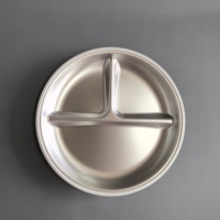 Assiette d'apprentissage pour bébé sans BPA, en acier inoxydable 304 de qualité alimentaire, antidérapante, avec compartiments et ventouse en silicone, compatible lave-vaisselle