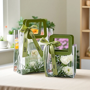 Hot Sell Custom PVC Transparent <b>Gift</b> <b>Bags</b> Handbag- With Ribbon for Party Favors & <b>Gift</b> Wrapping - Product Image 6