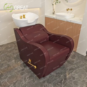 Chaise de shampooing de cheveux professionnelle de luxe moderne avec bassin Design semi-inclinable adapté aux salons de coiffure haut de gamme - Product Image 1