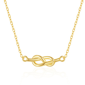 Collar Minimalista CANNER de Plata de Ley 925 con Etiqueta Personalizada, Collar con Colgante de Nudo de Amor en Oro de 18k, Diseño de Figura del Ocho - Product Image 3