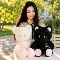 Coussin en peluche super doux à thème chat mignon, motif floral, poupée chat noir et blanc, jouet unisexe pour cadeau de vacances, commerce électronique transfrontalier