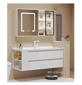 Wall Mounted Corner Vanity Triangular Single Sink Mirror Metal