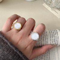 Bague ouverte vintage en pierre naturelle française pour femme, bague de luxe de niche avec fleur et perle, accessoires pour les doigts