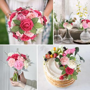 25/50 Piezas de Flores Artificiales, Serie de <span class=keywords><strong>Rosas</strong></span> Rojas, <span class=keywords><strong>Rosas</strong></span> Falsas con Tallo para Ramos de Boda, Centros de Mesa, Arreglos y Decoraciones - Product Image 5