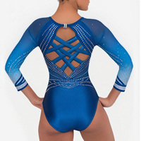 Justaucorps de gymnastique artistique personnalisé à manches longues en velours avec strass pour filles, échantillon OEM, prêt en 7 jours