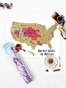 تصميم مخصص طبعة فاخرة خريطة السفر خدش رقائق الذهب للعالم الولايات المتحدة الأمريكية أوروبا اليابان كوريا تايلاند خريطة الصفر ملصق - Product Image 3