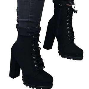 Bottines Chelsea à talon épais et plateforme pour femmes, taille 38-43, grande taille, de haute qualité, avec bande élastique réglable et fermeture éclair latérale, pour l'hiver - Product Image 3