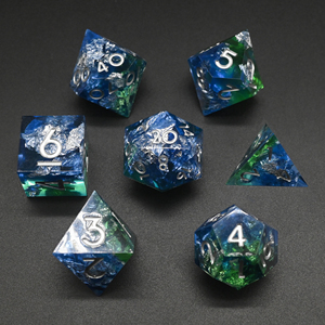 Đầy đủ lá vàng nghiêm trọng sáng màu đen 7 mảnh đa diện DND trò chơi xúc xắc cho rồng và dungenous - Product Image 4