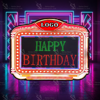 Enseigne lumineuse LED personnalisée Joyeux anniversaire |   Affichage lumineux de logo de style casino pour théâtre