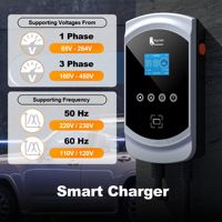 Pour Feyree 22KW Wallbox Chargeur VE 2 Prise de recharge pour voiture électrique Triphasé 32A Stations de recharge murales Support de téléphone stéréo