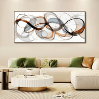 Peinture sur toile abstraite décorative de luxe moderne, cadre en alliage d'aluminium, art mural minimaliste avec ruban, transfert thermique