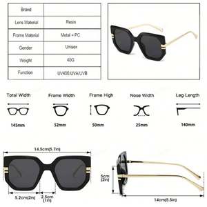 Gafas de Sol Cuadradas Extra Grandes de Aleación con Logotipo Personalizado 2025, Lentes Transparentes con Degradado Oceánico Retro, Protección UV400 para Hombre y Mujer - Product Image 5