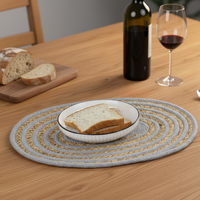 Sets de table, dessous de pot et sous-verres en jacinthe d'eau et corde de coton tressée, épaissis, antidérapants et isolants thermiques, pour usage domestique et hôtelier, style occidental
