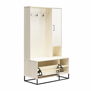 <span class=keywords><strong>Porte</strong></span>-<span class=keywords><strong>manteau</strong></span> en bois multifonctionnel Armoire à chaussures <span class=keywords><strong>avec</strong></span> banquette pratique 3 crochets 1 <span class=keywords><strong>porte</strong></span> pour le salon - Product Image 4