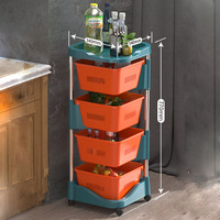 Nouvelle conception d'organisateur de cuisine, étagère de rangement, panier de rangement pour légumes en plastique, chariot de rangement à 5 niveaux