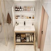 Meuble-lavabo de salle de bain sur pied personnalisé avec un lavabo en céramique et un miroir intelligent