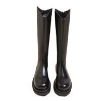 Bottes de motard classiques best-sellers pour femme, rehaussantes, toutes saisons, à semelle épaisse, doublées polaire, mi-mollet, hauteur genou, à enfiler