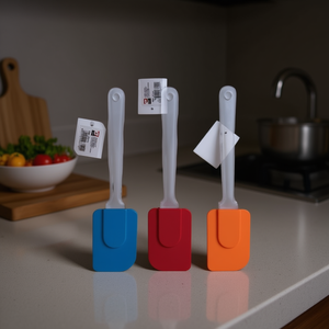 MNJ Silicone Spatula Set 3Pcs Blue Red Orange Kitchen Utensil Cooking Tool - Product Image 1
