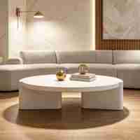 Table basse ovale moderne en marbre, table centrale de salon en pierre naturelle massif, table basse de luxe sur mesure