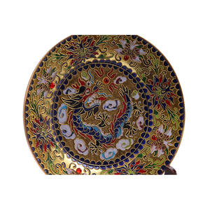 Assiette en porcelaine de couleur or, cadeau chinois pour l'intérieur, décoration style ancien égyptien, personnalisée - Product Image 1