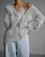 Vison tricoté femmes pull Cardigan Europe 2024 automne et hiver paresseux ample à manches longues col en v pull veste