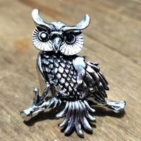 Bague de hibou vintage en argent antique pour femme Bague d'animal ajustable simple et simple