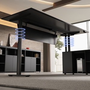 <span class=keywords><strong>Bureau</strong></span> de direction moderne à hauteur réglable avec élévateur électrique, construction en acier inoxydable et bois, pivotant/extensible/convertible - Product Image 6