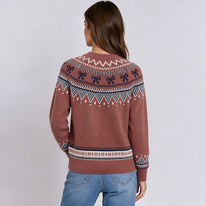 Plus Size <b>Women</b> Knit Sweater Mock Neck Jacquard Pullover Long Sleeve Crew Neck <b>Christmas</b> <b>Jumper</b> - Product Image 2