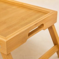Plateau en bambou naturel pliable pour le petit-déjeuner avec rebord surélevé et poignées de transport pour le lit, le pique-nique, l'utilisation dans le salon