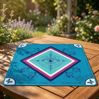 Tapis de Mahjong Américain Pliable Professionnel de Luxe 3mm en Boue de Diatomée avec Règles Intégrées - Design Anti-Mauvais Œil à Haute Teneur en Céramique (CTR)