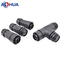 Câble d'alimentation AOHUA IP68 1 entrée 2 sorties, connecteur étanche en T mâle-femelle 2 ou 3 broches