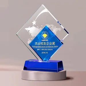 Creative Crystal Trophy Medal Custom Transparent Crystal Square Medal Blue Crystal Lettering Trophy