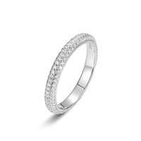 Bague en argent S925 à trois rangs entièrement sertie de moissanite, fabriquée par MUSHAN Jewelry Factory, bijoux de luxe léger et éblouissant