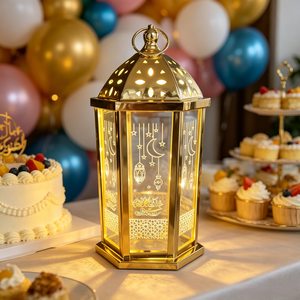 Lampe en métal Ramadan 641268, Ormanant, 14,5*29,5 cm, lumière LED, accessoire de fête, fournitures Ramadan - Product Image 2