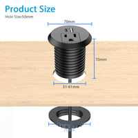 Enchufe de Corriente para Escritorio Integrado en ABS Industrial con USB-A QC3.0 y USB-C PD3.0 de Carga Rápida para Oficina y Hospital