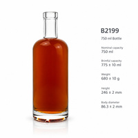 Bouteille en verre vide de 700 ml à large ouverture pour spiritueux (Whisky, Rhum, Gin, Vodka) – Modèle classique et élégant du fabricant