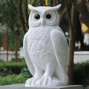 Tay chạm khắc thiết kế hiện đại ngoài trời điêu khắc động vật bằng đá cẩm thạch Trắng Cú tượng với kích thước tùy chỉnh và cài đặt freestanding - Product Image 5