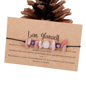 Bracelets Nuorui en pierres naturelles concassées, perles de cristal, courage, aime-<span class=keywords><strong>toi</strong></span>, inspirant, yoga, anti-anxiété, cadeau pour filles - Product Image 4