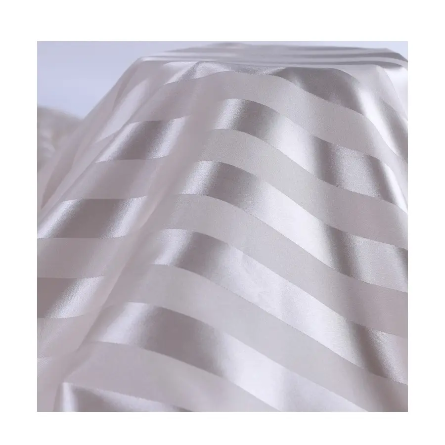 100% polyester shadow stripe imitation silk satin broad width fitted sheet fabric