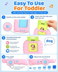 Cartes flash parlantes en peluche Aullsaty pour les tout-petits de 1 à 3 ans, 248 mots fréquents, jouet éducatif <span class=keywords><strong>Montessori</strong></span>, apprentissage sensoriel pour l'autisme, garçons - Product Image 4