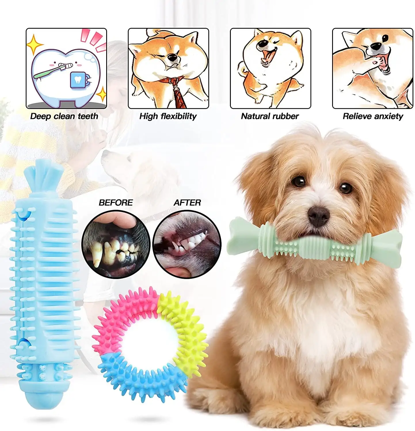 Vente en gros Ensemble dentaire à mâcher pour chien en corde durable en coton personnalisé Autre jouet pour animaux de compagnie