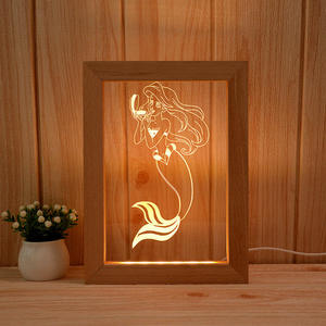 <span class=keywords><strong>Lampe</strong></span> cadre <span class=keywords><strong>photo</strong></span> LED 3D personnalisée OEM/ODM, veilleuse en bois gravé écologique et durable, design moderne pour marques de cadeaux créatifs - Product Image 3