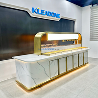 KLEADONE Comptoir chauffant électrique moderne personnalisé pour restaurants et hôtels, en acier inoxydable avec cadre lumineux sur mesure