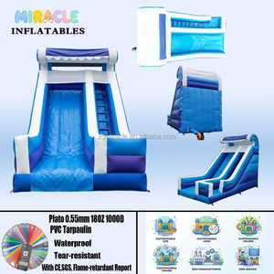 Castillo Inflable Comercial Azul y Blanco con Tobogán y Escalera de Escalada para <span class=keywords><strong>Alquiler</strong></span> en Eventos al Aire Libre - Product Image 2