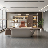 Grand bureau de direction moderne en bois, de style italien, de luxe, en forme de L, modulaire, avec table d'ordinateur pour le bureau du PDG