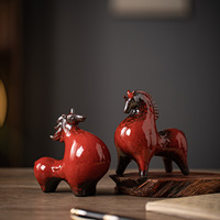 Figurine de cheval Tang en céramique artisanale Ge Kiln Pottery, ornement décoratif pour armoire à vin, bureau, maison, cadeau artisanal