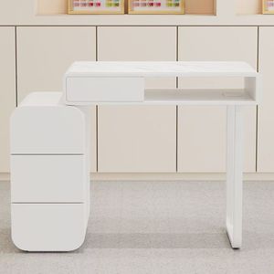 Creamy Style Beauty Salon New Arrival Modern Luxury Nail Salon <b>White</b> Manicure <b>Tables</b> Nail Salon Furniture - Product Image 1