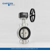Vanne papillon à engrenages hélicoïdaux Carter entièrement en acier inoxydable SS304/316 avec siège souple en PTFE/EPDM et operateur de boîte de vitesses à étanchéité bidirectionnelle